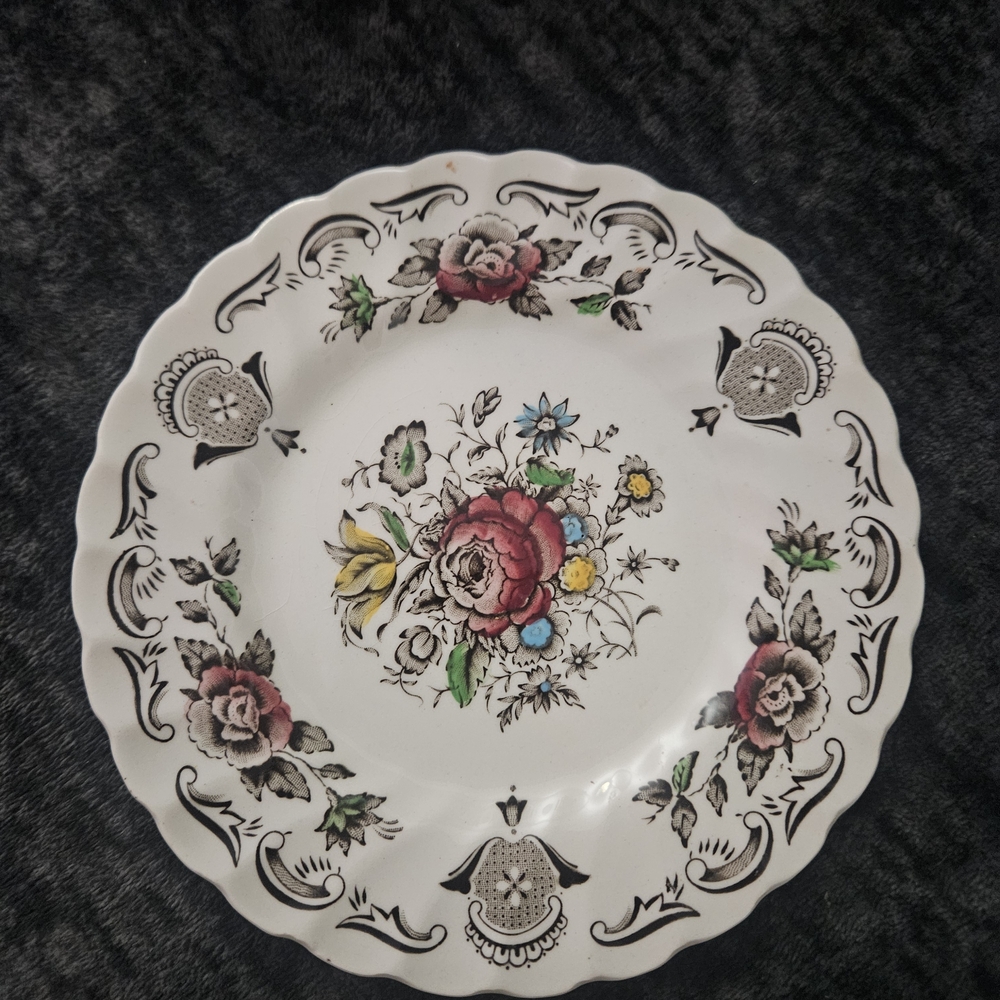Vintage Floral Ceramic Dinner Plate